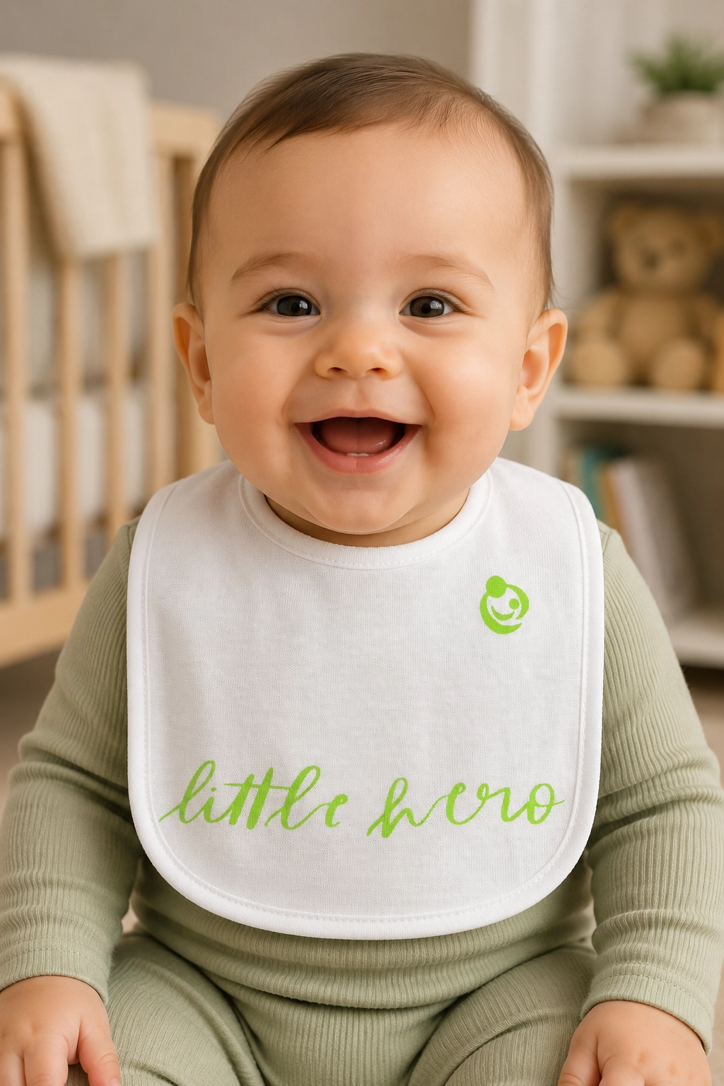 Baby in Little Hero Bib